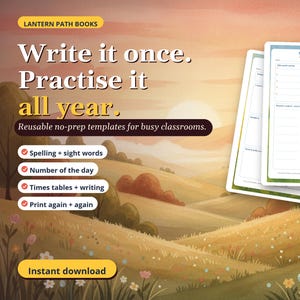 Teacher Practice Templates | Reusable Spelling, Sight Words, Number of the Day & Times Tables | Instant Download
