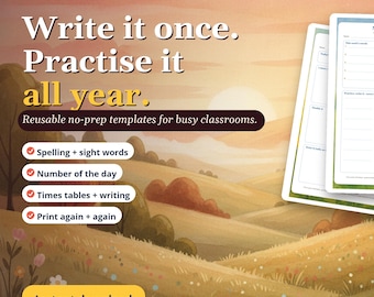 Teacher Practice Templates | Reusable Spelling, Sight Words, Number of the Day & Times Tables | Instant Download