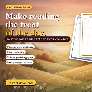 Reading Log Gratitude Journal Printable | Kids Reading Challenge, Story Prompts (Digital Download)