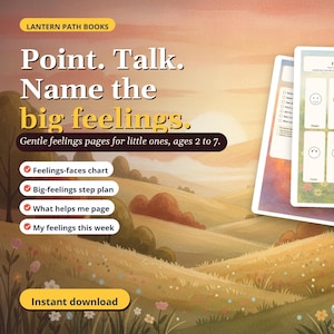 Kids Feelings Chart Printable | Emotions Check-In, Calm Down Steps (Digital Download)