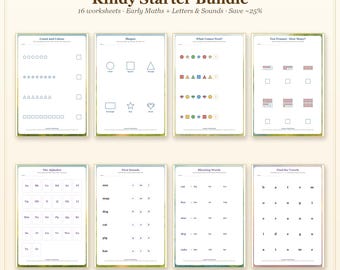 Alphabet Letters Worksheets Printable | Letter Recognition, First Sounds, Rhyming, Syllables | Homeschool Preschool Kindergarten Phonics PDF