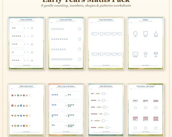 Kindergarten Maths & Phonics Bundle | 16 Printable Worksheets | Counting, Numbers, Alphabet, Sounds, Rhyming | Homeschool Prep Year 1 PDF