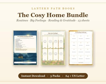 Cosy Home Bundle Printable | Kids Routine Chart, Bedtime & Morning Routine, Calm Down Cards, Feelings Chart, Reading Log | Instant Download