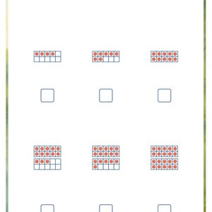 K&ouml;nnte beinhalten: Ein wei&szlig;es Arbeitsblatt mit dem Titel Ten-Frames - How Many? das sechs Zehnerfeld-Raster mit orangefarbenen Punkten und leeren K&auml;stchen zum Eintragen von Zahlen enth&auml;lt. Die Seite zeigt oben eine Namenszeile und unten das Logo Lantern Path Books.