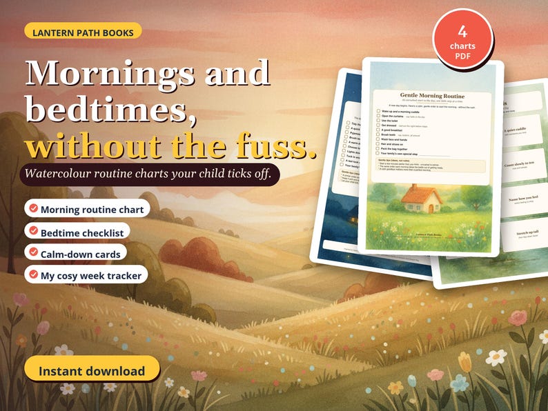 Kids Routine Charts Printable | Watercolour Visual Schedule (PDF) image 1