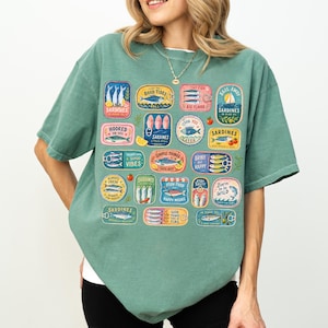 Comfort Colors Sardines T-Shirt, Vintage Sardine Can Graphic Tee, Retro Coastal Foodie Apparel