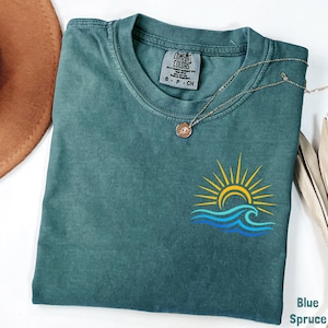 Comfort Colors® Sun and Wave Graphic Tee, Summer Beach Shirt, Coastal Vacation T-Shirt