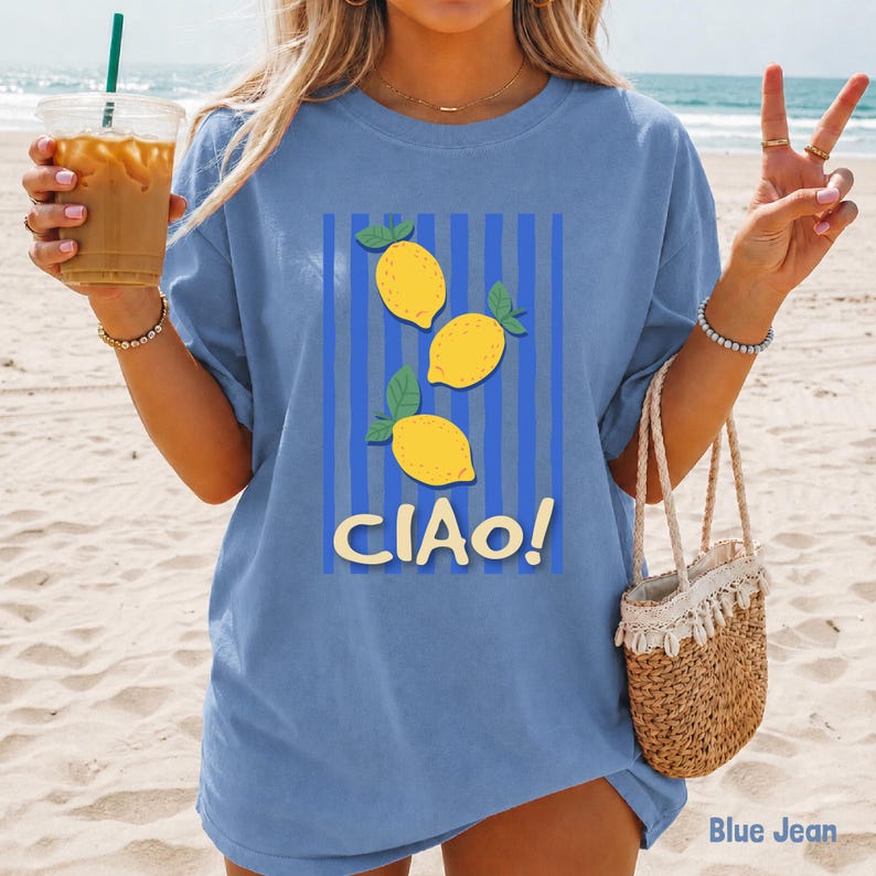 Comfort Colors® Ciao Lemon Graphic Tee, Italian Summer Citrus Shirt, Amalfi Coast Vacation T-Shirt image 7