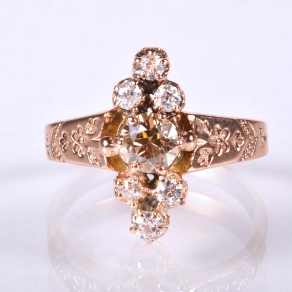 Antique Ring - Antique Victorian 14k Rose Gold Dia