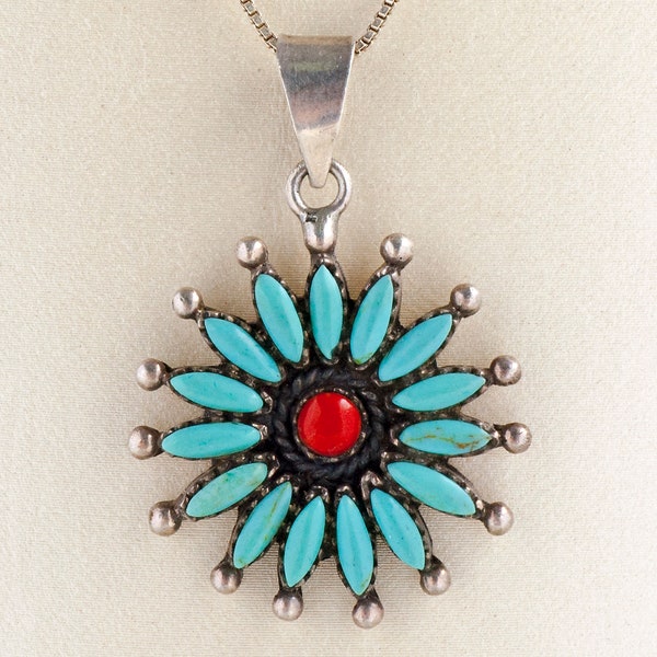 Vintage Necklace - Vintage Sterling Silver Turquoise Necklace