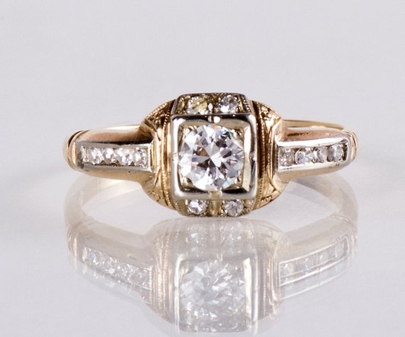 1/2 Carat Princess Cut Diamond Art Deco Castle Engagement Ring Platinum - Antique  Diamond Engagement Ring — Antique Jewelry Mall