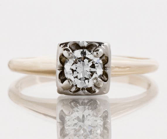Vintage Engagement Ring - Vintage 1940's 14k Two-… - image 1