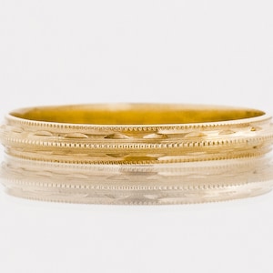 Antique Wedding Band - Antique 14k Yellow Gold Etched Wedding Band