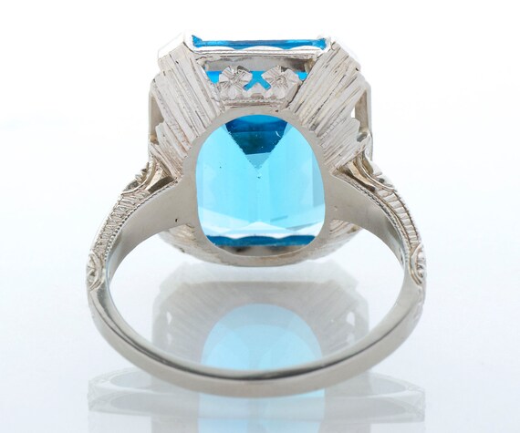 Antique Ring - Antique 14k White Gold Blue Topaz … - image 3