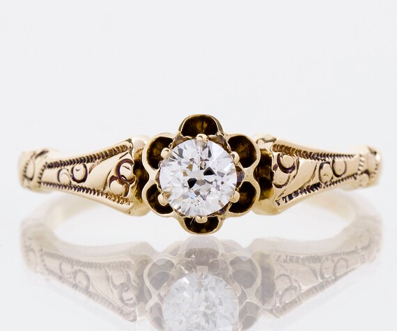 Antique Engagement Ring - Antique Victorian 14k Ye