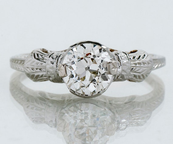 Antique Engagement Ring - Antique Art Nouveau 18k… - image 1