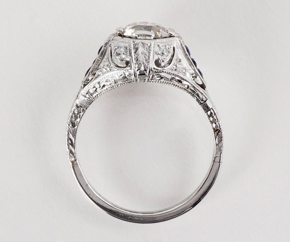 Antique Engagement Ring - Antique Art Deco Platin… - image 4