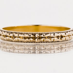 Antique Wedding Band - Antique 14k Yellow Gold Etched Eternity Band