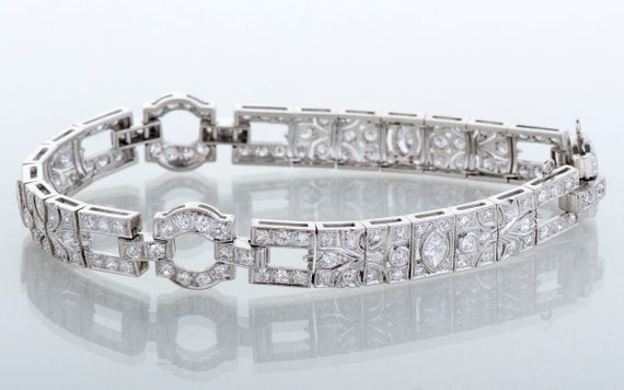 Antique Bracelet - Antique Platinum Art Deco 4.5c… - image 4