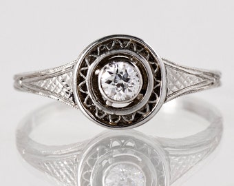 Antique Engagement Ring -  Art Deco Engagement Ring - Antique Art Deco Platinum Diamond Engagement Ring