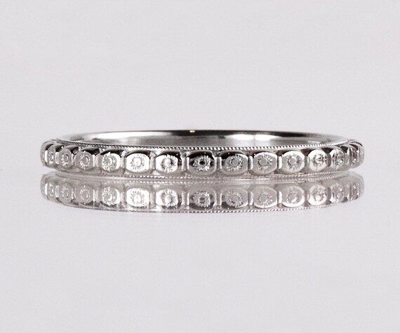 Antique Wedding Band - Antique 1920s 18K White Gol
