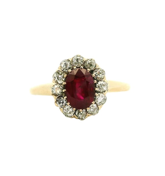 Antique Ring Antique Early 1900's 14k Yellow Gold Ruby Diamond
