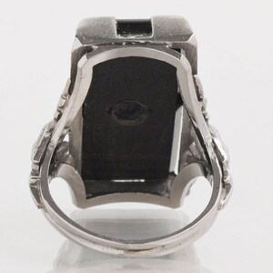 Antique Ring Antique 18k White Gold Black Onyx and Diamond Ring image 3