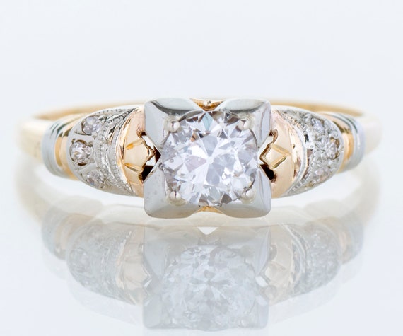 Antique Engagement Ring - Antique 1930's Two-Tone… - image 1