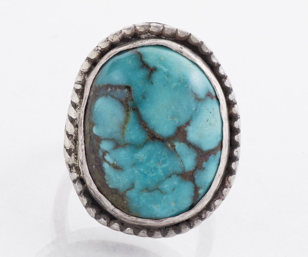 Vintage Ring Vintage Sterling Silver Large Turquoise Ring - Etsy