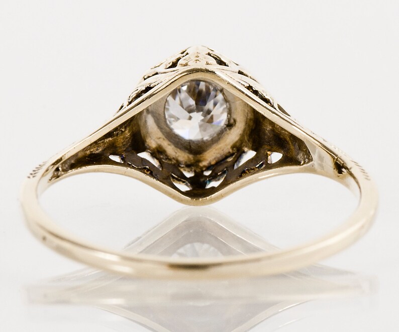 Antique Engagement Ring Antique 14k Yellow & White Gold Diamond Engagement Ring image 3
