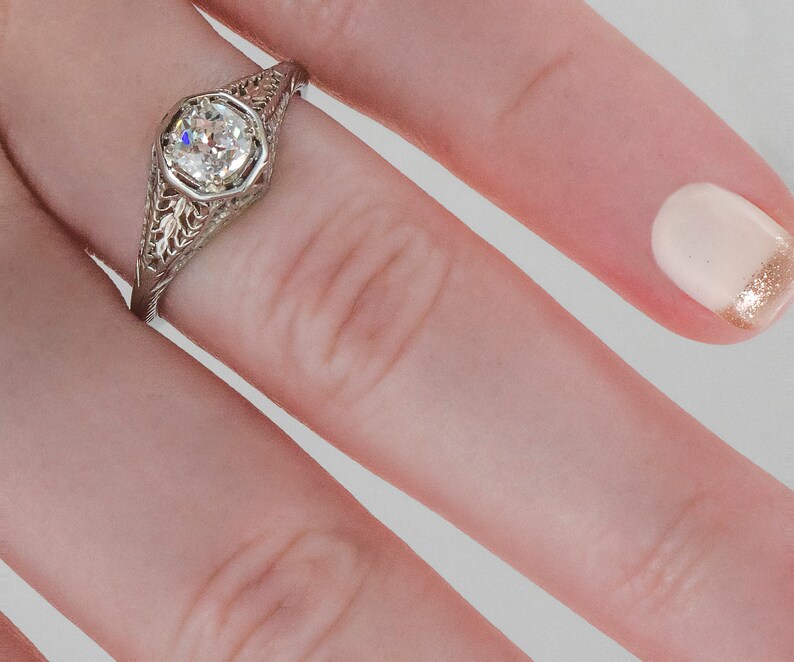 Antique Engagement Ring Antique Edwardian 18k White Gold Diamond Engagement Ring image 5