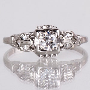 Antiguo de compromiso antiguos 1930 18K - Etsy España