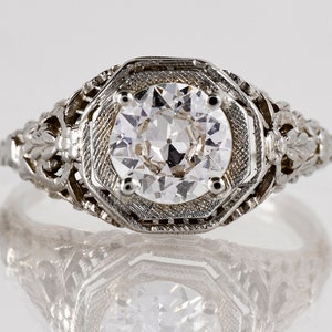 Antique Engagement Ring - Antique 1920's 18k White Gold Diamond Engagement Ring