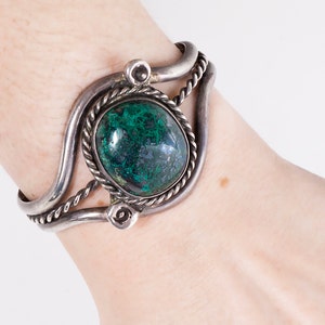 Vintage Cuff - Vintage Sterling Silver Azure Malachite Cuff Bracelet