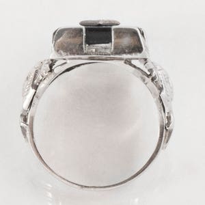 Antique Ring Antique 18k White Gold Black Onyx and Diamond Ring image 4