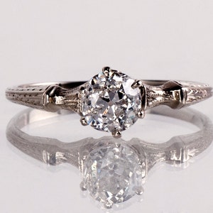 Antique Engagement Ring - Antique Edwardian 14K White Gold Diamond Engagement Ring