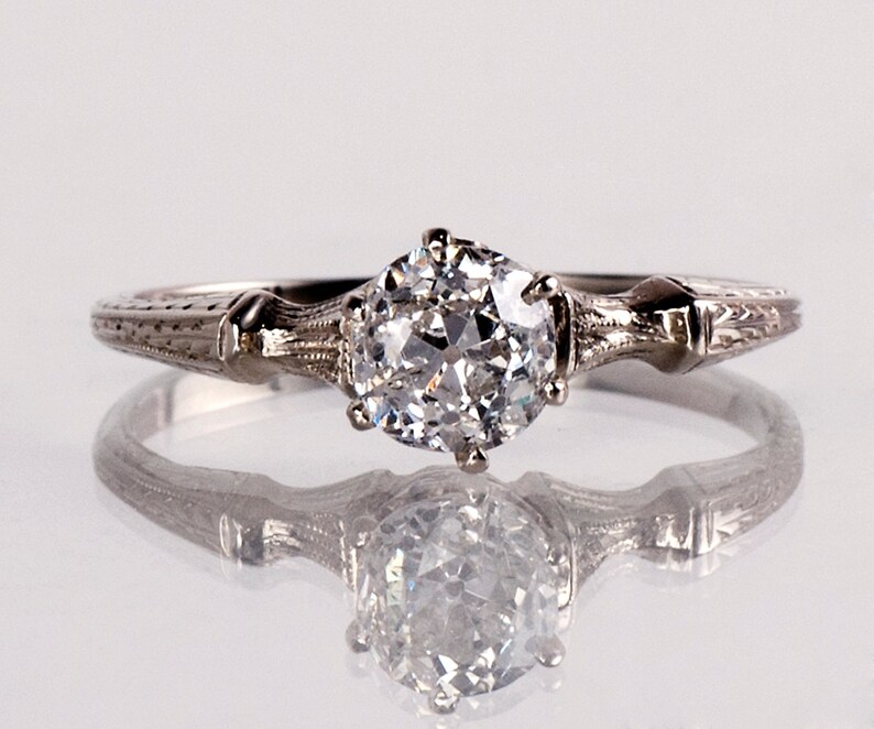 Antique Engagement Ring Antique Edwardian 14K White Gold | Etsy