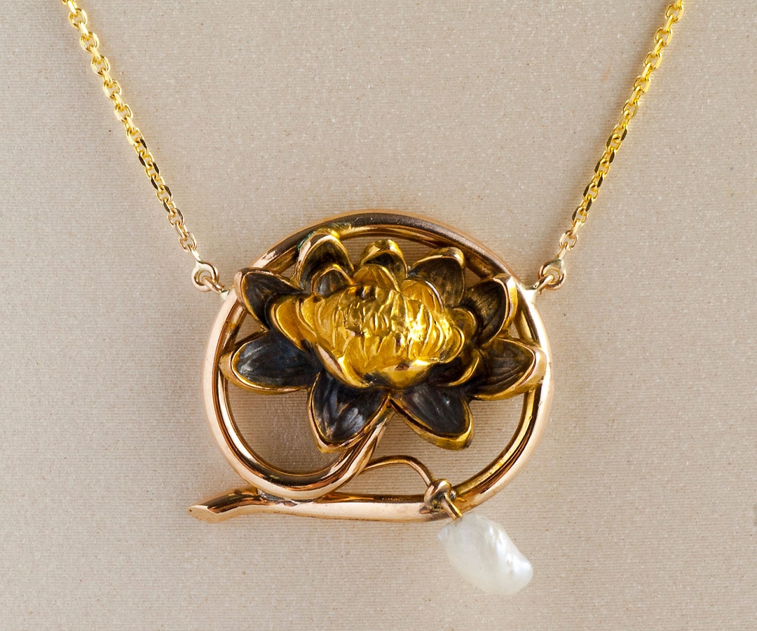 Antique Necklace - Antique Art Nouveau 14k Yellow Gold Natural Seed ...