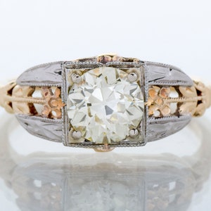 Antique Engagement Ring - Antique Art Deco Two-Tone Diamond Engagement Ring