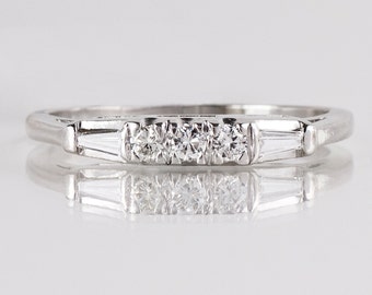 Antique Wedding Band - Antique Platinum Diamond Wedding Band