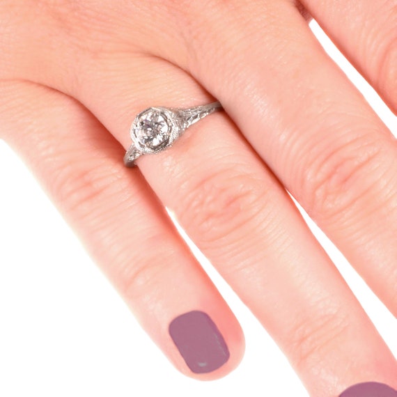 Antique Engagement Ring - Antique 18k White Gold … - image 5