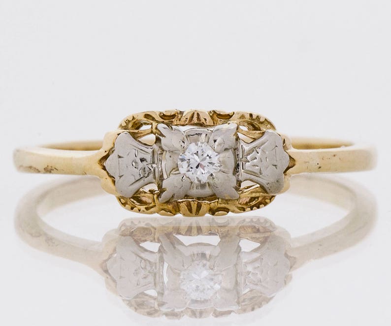 Vintage Engagement Ring Vintage 1940's 14k Two-tone | Etsy