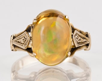 Antique 14k Rose Gold Opal Ring - Size 5-5/8