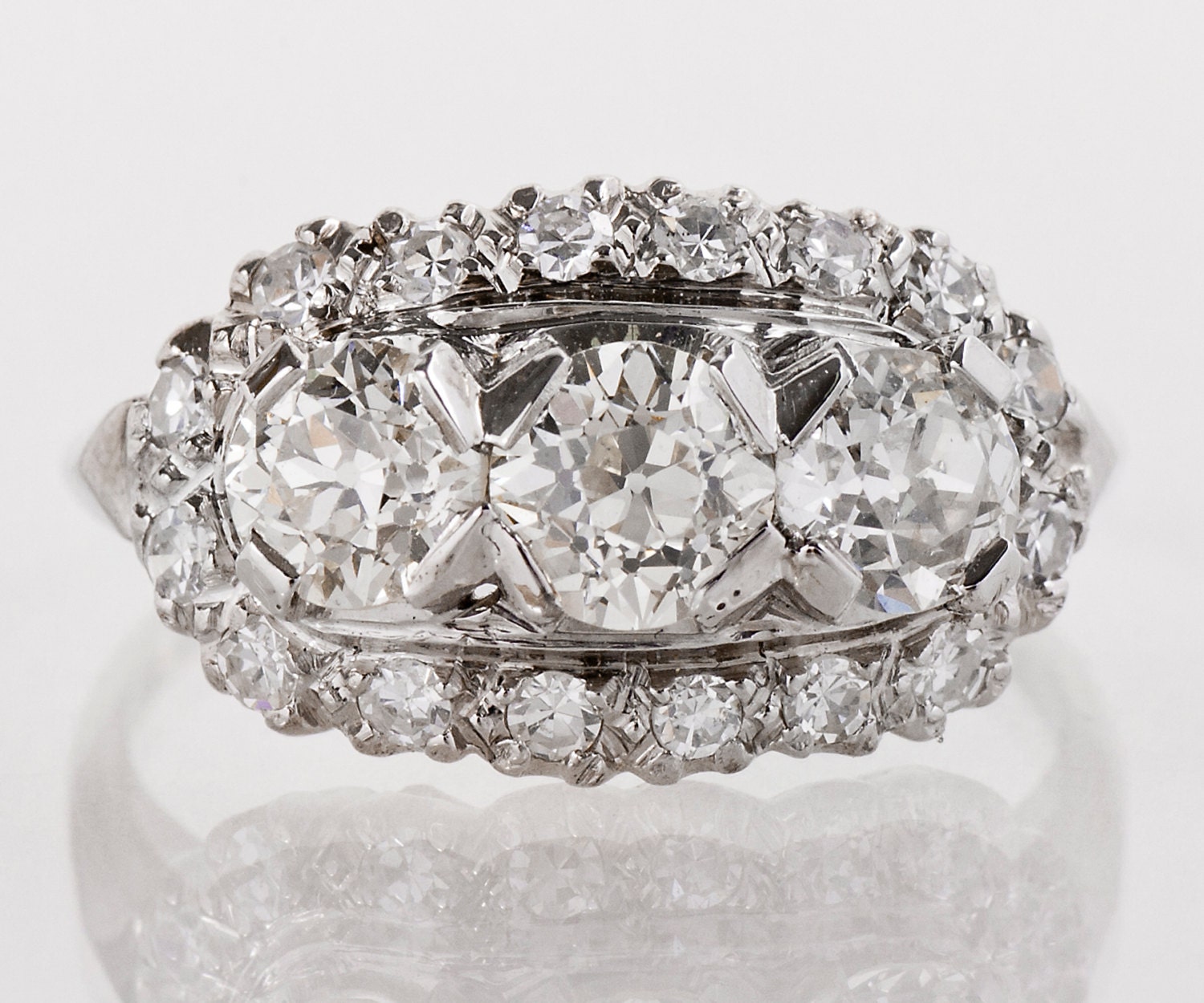 Antique Engagement Ring Antique 1930s Platinum 3-Stone | Etsy