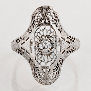 Antique Ring - Antique Edwardian 14K White Gold Diamond Ring