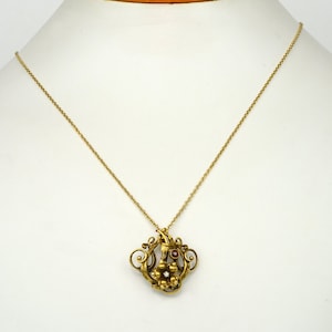 Antique Art Nouveau Diamond and Garnet Flower Pendant/Pin Necklace