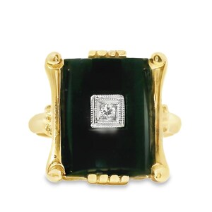 Antique Ring - Antique 14k Yellow Gold Black Onyx & Diamond Ring