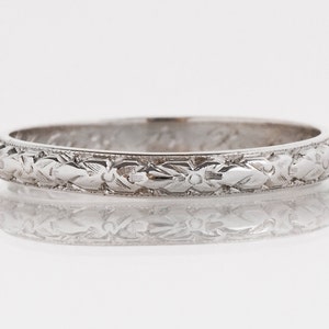 Antique Wedding Band - Antique Platinum Engraved Antique Wedding Band - Antique Platinum Engraved