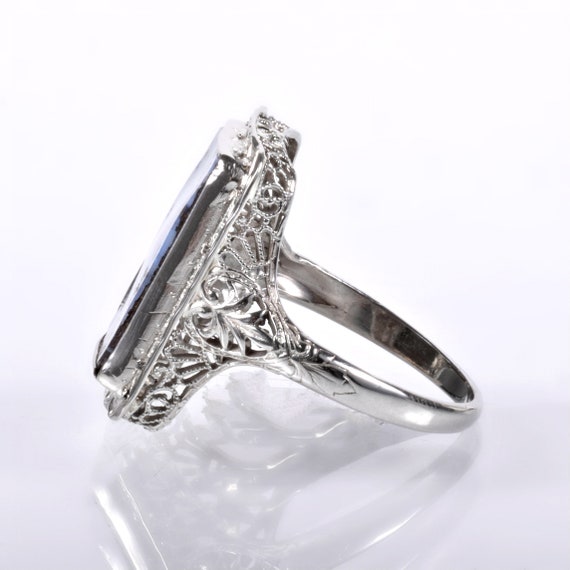 Antique Ring - Antique 14k White Gold Filigree 3.… - image 2