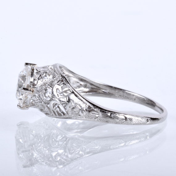 Antique Engagement Ring - Antique 1920's Platinum… - image 2
